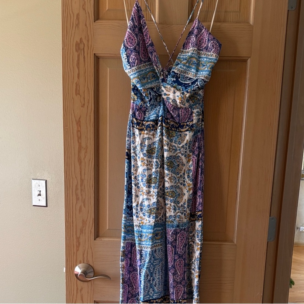 Zara Purple and Blue Paisley Maxi Dress